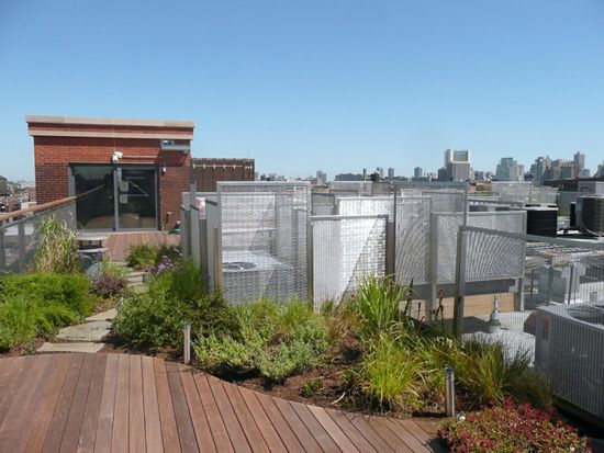 Close up view of Designer Wire Mesh by McNICHOLS on a Chicago, IL rooftop