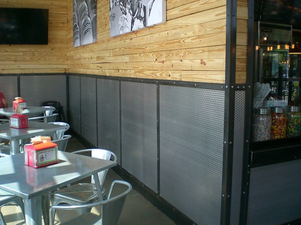 McNICHOLS Perforated Metal clads the interior walls of this national restaurant franchise