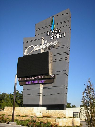 McNICHOLS Perforated Metal is incorporated into a monument sign in Tulsa, OK
