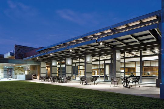 McNICHOLS Perforated Metal used as a sunshade on a facility in Grand Prairie, TX