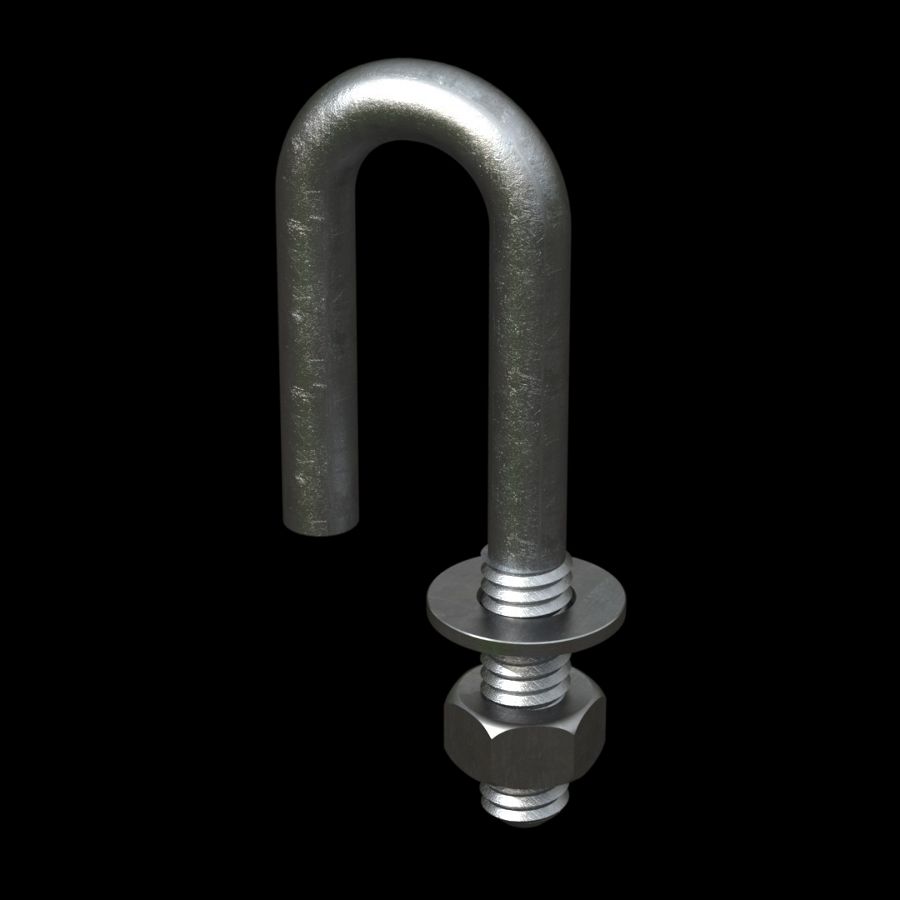McNICHOLS® Accessories Fastener, Galvanized Steel, Hot Dipped, Type M-250 J-Bolt (Hardware Integral with J-Bolt)