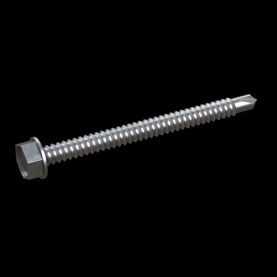 McNICHOLS® Accessories Hardware, Galvanized Steel, Hot Dipped, No. 14 Self-Drilling Hex Screws (1/4" Diameter x 3" Length), Package of 100 Screws