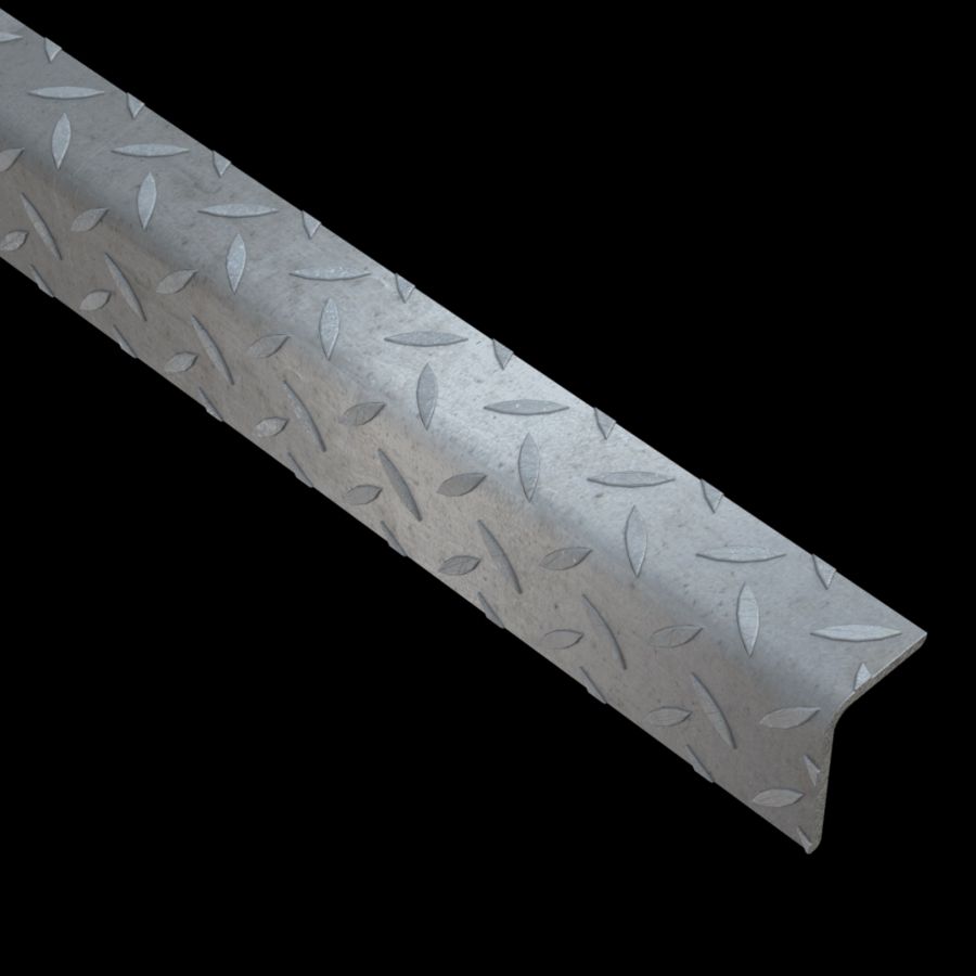 McNICHOLS® Accessories Nosing, Stainless Steel, Type 304, 1/8" Gauge (.1250" Thick), Checkered Plate 90° Angle Nosing, Unequal Legs (1-1/4" Leg x 1-3/4" Leg), Slip-Resistant Surface McNICHOLS® Accessories Nosing, Stainless Steel, Type 304, 1/8" Gauge (.1250" Thick), Checkered Plate 90° Angle Nosing, Unequal Legs (1-1/4" Leg x 1-3/4" Leg), Slip-Resistant Surface