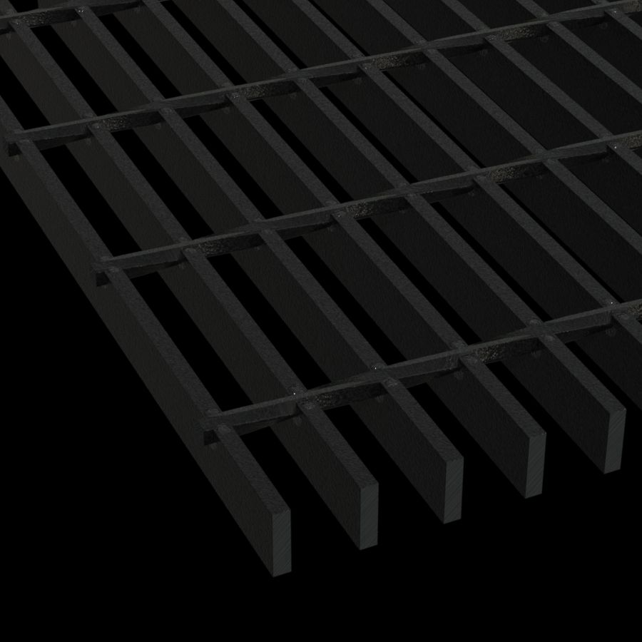McNICHOLS® Bar Grating Heavy-Duty Welded, Rectangular Bar, GHB-100, 19-W-4 Spacing, Carbon Steel, Hot Rolled - Painted Black, 1" x 1/4" Rectangular Bar, Smooth Surface, 72% Open Area McNICHOLS® Bar Grating Heavy-Duty Welded, Rectangular Bar, GHB-100, 19-W-4 Spacing, Carbon Steel, Hot Rolled - Painted Black, 1" x 1/4" Rectangular Bar, Smooth Surface, 72% Open Area