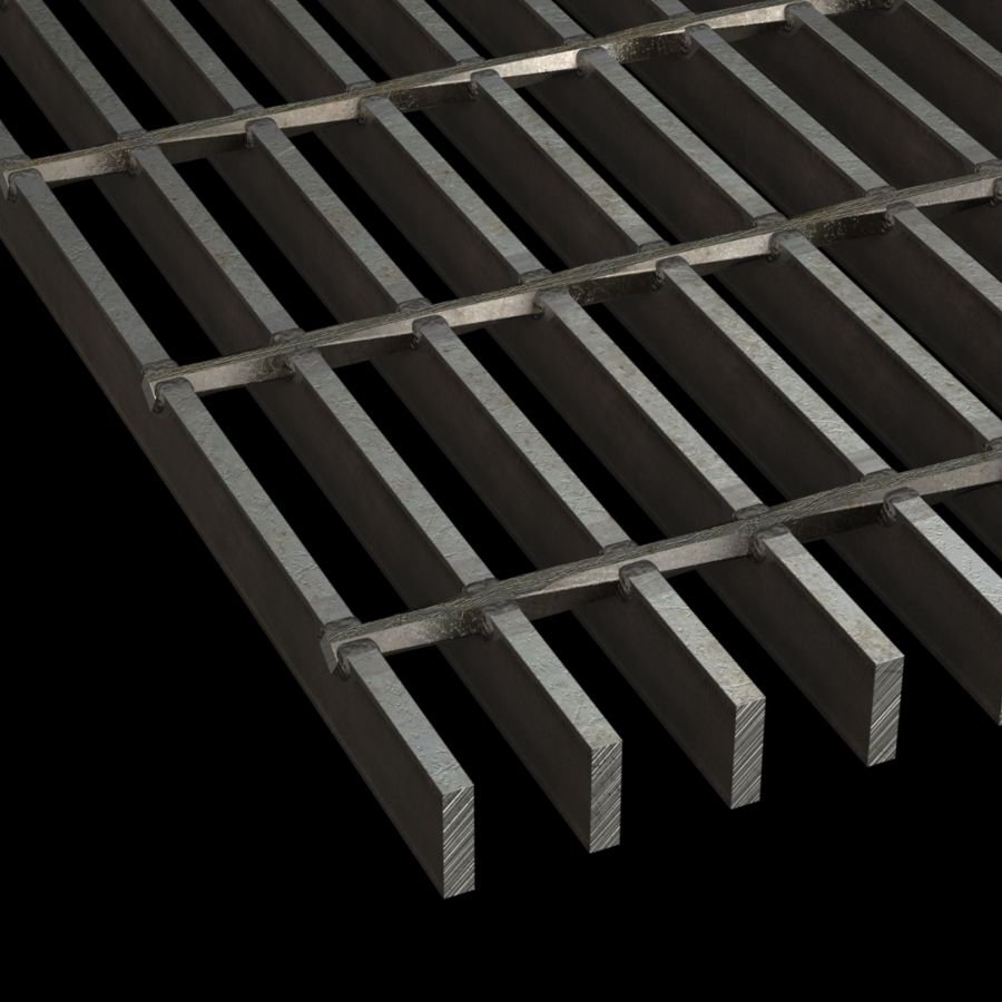 McNICHOLS® Bar Grating Heavy-Duty Welded, Rectangular Bar, GHB-100, 19-W-4 Spacing, Carbon Steel, Hot Rolled, 1" x 1/4" Rectangular Bar, Smooth Surface, 73% Open Area