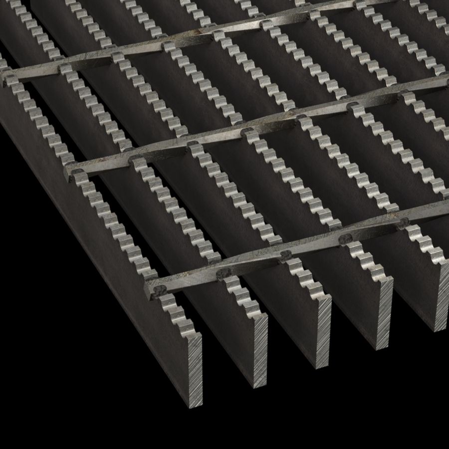 McNICHOLS® Bar Grating Heavy-Duty Welded, Rectangular Bar, GHB-150, 19-W-4 Spacing, Carbon Steel, Hot Rolled, 1-1/2" x 1/4" Rectangular Bar, Serrated Surface, 73% Open Area McNICHOLS® Bar Grating Heavy-Duty Welded, Rectangular Bar, GHB-150, 19-W-4 Spacing, Carbon Steel, Hot Rolled, 1-1/2" x 1/4" Rectangular Bar, Serrated Surface, 73% Open Area