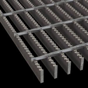 McNICHOLS&reg; Bar Grating Heavy-Duty Welded, Rectangular Bar, GHB-125, 19-W-4 Spacing, Carbon Steel, Hot Rolled, 1-1/4" x 1/4" Rectangular Bar, Serrated Surface, 73% Open Area
