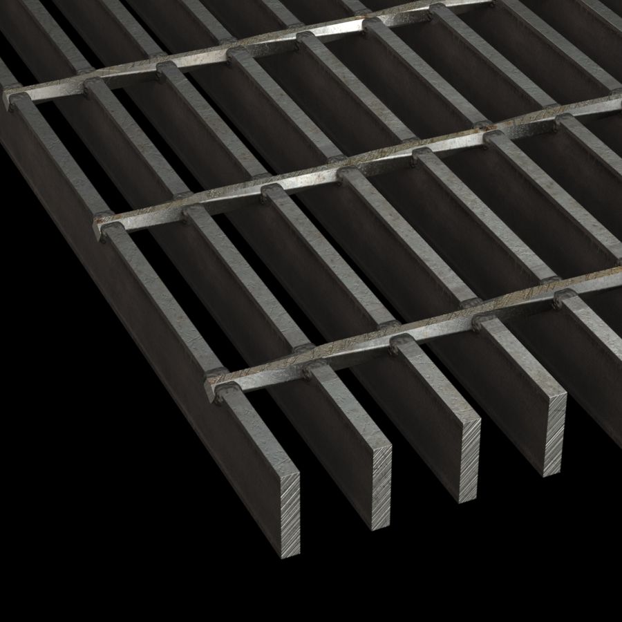McNICHOLS® Bar Grating Heavy-Duty Welded, Rectangular Bar, GHB-125, 19-W-4 Spacing, Carbon Steel, Hot Rolled, 1-1/4" x 1/4" Rectangular Bar, Smooth Surface, 73% Open Area