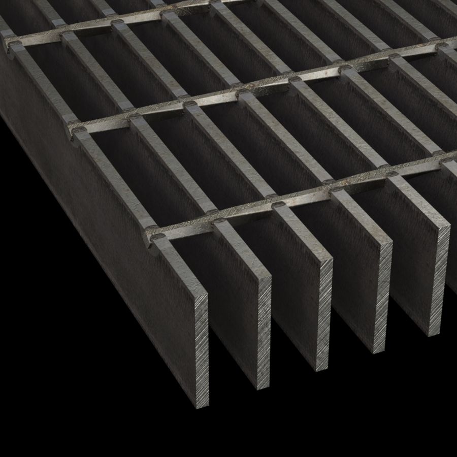 McNICHOLS® Bar Grating Heavy-Duty Welded, Rectangular Bar, GHB-250, 19-W-4 Spacing, Carbon Steel, Hot Rolled, 2-1/2" x 1/4" Rectangular Bar, Smooth Surface, 71% Open Area