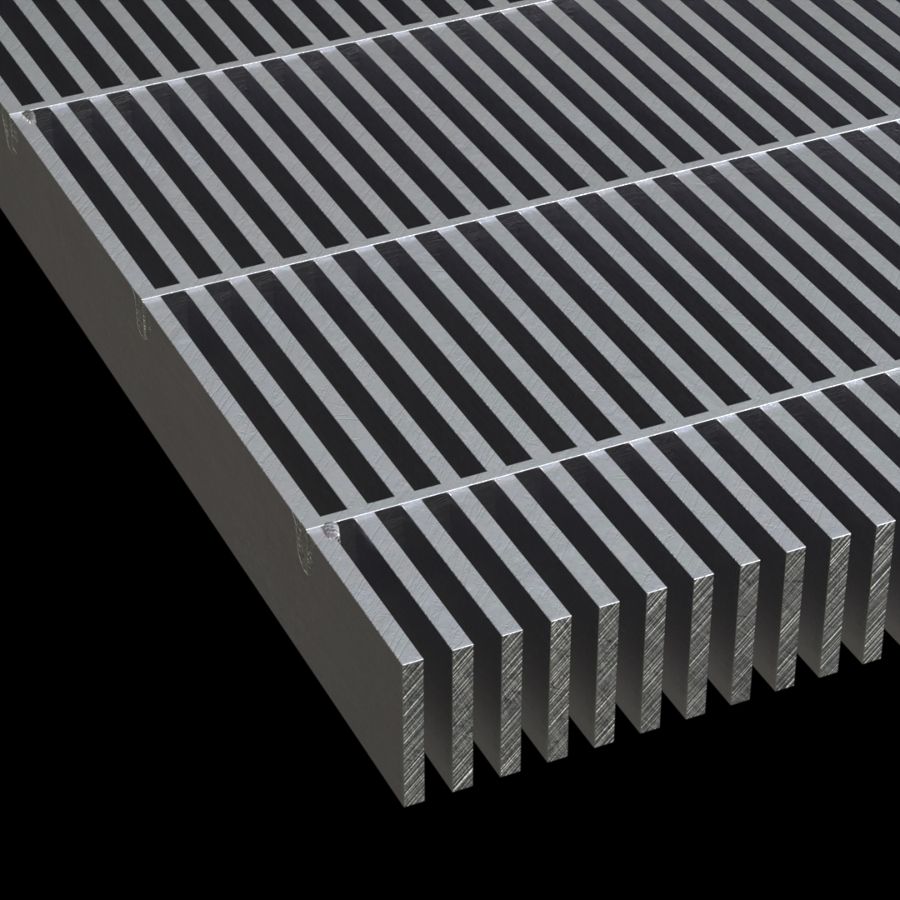 McNICHOLS® Bar Grating Press-Locked, Rectangular Bar, GCM-1-150 - CLOSE MESH, ADA, 7-P-4 Spacing, Aluminum, Alloy 6063-T6, 1-1/2" x 3/16" Rectangular Bar, Smooth Surface, 55% Open Area McNICHOLS® Bar Grating Press-Locked, Rectangular Bar, GCM-1-150 - CLOSE MESH, ADA, 7-P-4 Spacing, Aluminum, Alloy 6063-T6, 1-1/2" x 3/16" Rectangular Bar, Smooth Surface, 55% Open Area
