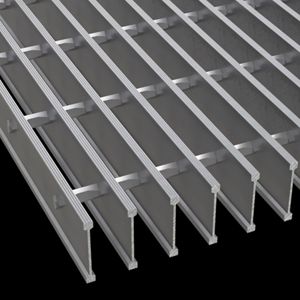 McNICHOLS® Bar Grating Swage-Locked, Rectangular Bar, GIA-200, 19-SI-4 Spacing, Aluminum, Alloy 6063-T6, 2" x 1/4" Rectangular Bar, Grooved Surface, 75% Open Area