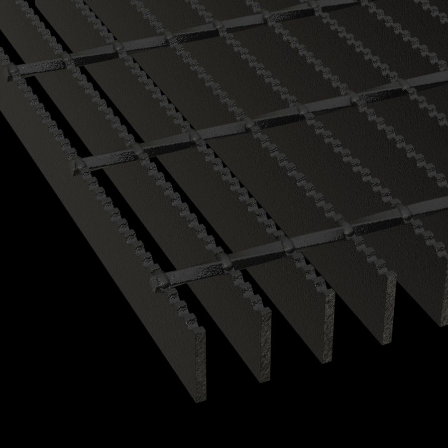 McNICHOLS® Bar Grating Welded, Rectangular Bar, GW-150, 19-W-4 Spacing, Carbon Steel, Hot Rolled - Painted Black, 1-1/2" x 3/16" Rectangular Bar, Serrated Surface, 77% Open Area McNICHOLS® Bar Grating Welded, Rectangular Bar, GW-150, 19-W-4 Spacing, Carbon Steel, Hot Rolled - Painted Black, 1-1/2" x 3/16" Rectangular Bar, Serrated Surface, 77% Open Area