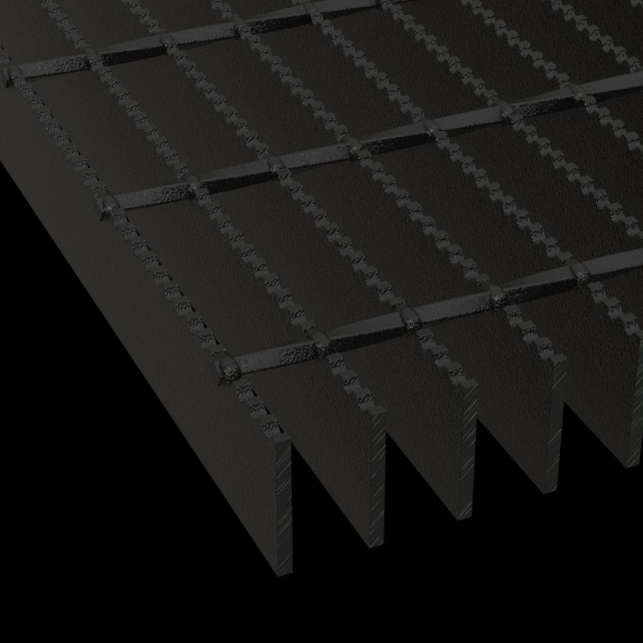 McNICHOLS® Bar Grating Welded, Rectangular Bar, GW-200, 19-W-4 Spacing, Carbon Steel, Hot Rolled - Painted Black, 2" x 3/16" Rectangular Bar, Serrated Surface, 77% Open Area McNICHOLS® Bar Grating Welded, Rectangular Bar, GW-200, 19-W-4 Spacing, Carbon Steel, Hot Rolled - Painted Black, 2" x 3/16" Rectangular Bar, Serrated Surface, 77% Open Area