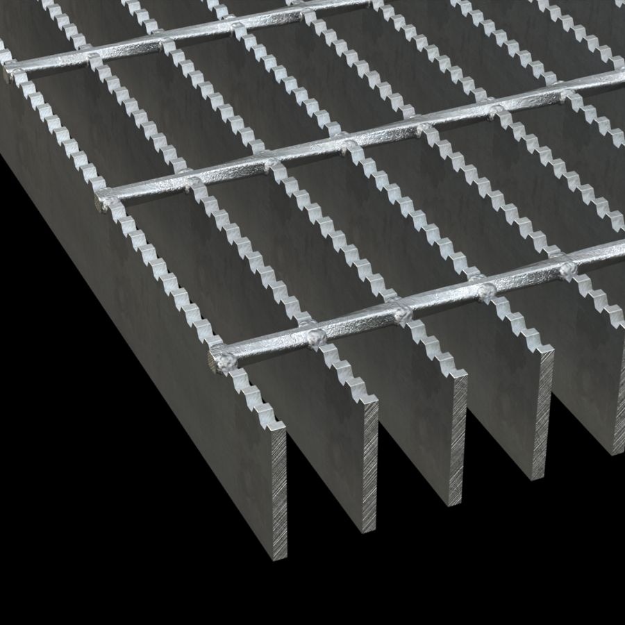 McNICHOLS® Bar Grating Welded, Rectangular Bar, GW-200, 19-W-4 Spacing, Galvanized Steel, Hot Dipped, 2" x 3/16" Rectangular Bar, Serrated Surface, 77% Open Area McNICHOLS® Bar Grating Welded, Rectangular Bar, GW-200, 19-W-4 Spacing, Galvanized Steel, Hot Dipped, 2" x 3/16" Rectangular Bar, Serrated Surface, 77% Open Area