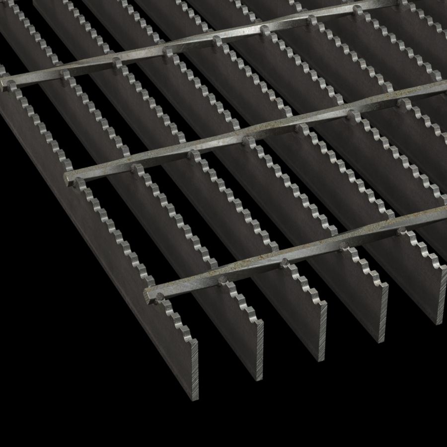 McNICHOLS® Bar Grating Welded, Rectangular Bar, GW-100-A, 19-W-4 Spacing, Carbon Steel, Hot Rolled, 1" x 1/8" Rectangular Bar, Serrated Surface, 83% Open Area McNICHOLS® Bar Grating Welded, Rectangular Bar, GW-100-A, 19-W-4 Spacing, Carbon Steel, Hot Rolled, 1" x 1/8" Rectangular Bar, Serrated Surface, 83% Open Area