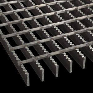 McNICHOLS® Bar Grating Standard-Duty Welded, Rectangular Bar, GW-100-2, 19-W-2 Spacing, Carbon Steel, Hot Rolled, 1" x 3/16" Rectangular Bar, Serrated Surface, 71% Open Area