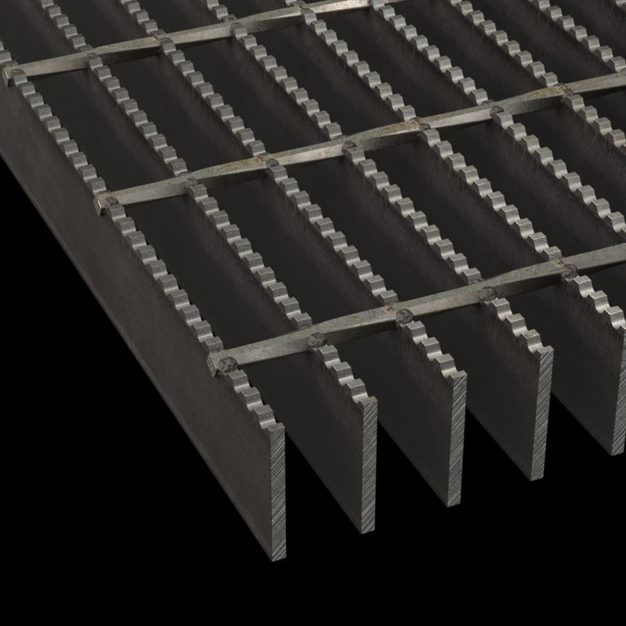 McNICHOLS® Bar Grating Welded, Rectangular Bar, GW-200, 19-W-4 Spacing, Carbon Steel, Hot Rolled, 2" x 3/16" Rectangular Bar, Serrated Surface, 77% Open Area McNICHOLS® Bar Grating Welded, Rectangular Bar, GW-200, 19-W-4 Spacing, Carbon Steel, Hot Rolled, 2" x 3/16" Rectangular Bar, Serrated Surface, 77% Open Area