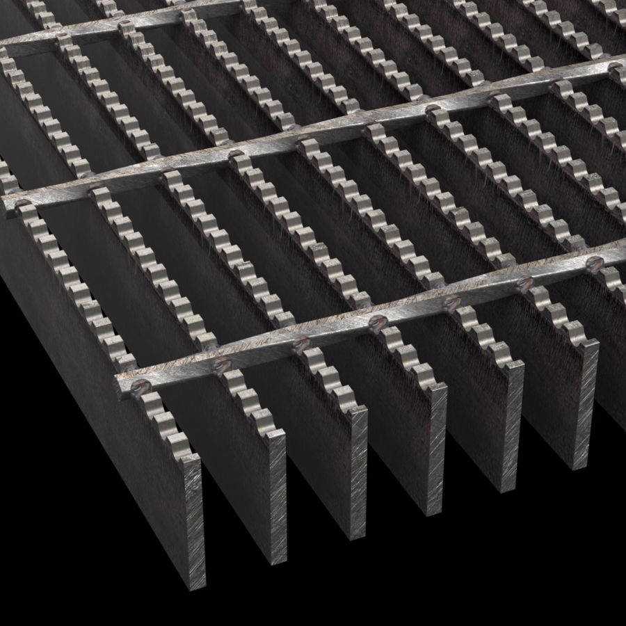 McNICHOLS® Bar Grating Welded, Rectangular Bar, SGW-200, 15-W-4 Spacing, Carbon Steel, Hot Rolled, 2" x 3/16" Rectangular Bar, Serrated Surface, 74% Open Area McNICHOLS® Bar Grating Welded, Rectangular Bar, SGW-200, 15-W-4 Spacing, Carbon Steel, Hot Rolled, 2" x 3/16" Rectangular Bar, Serrated Surface, 74% Open Area