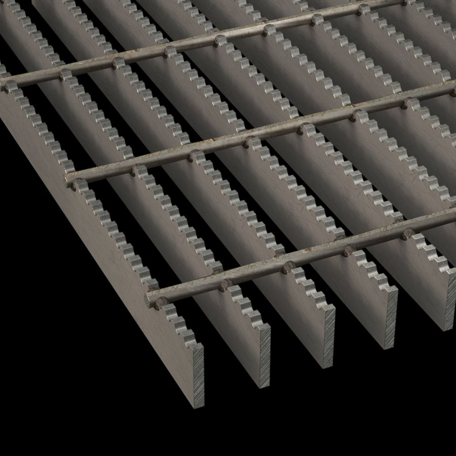 McNICHOLS® Bar Grating Welded, Rectangular Bar, GW-125, 19-W-4 Spacing, Stainless Steel, Type 304L, 1-1/4" x 3/16" Rectangular Bar, Serrated Surface, 77% Open Area McNICHOLS® Bar Grating Welded, Rectangular Bar, GW-125, 19-W-4 Spacing, Stainless Steel, Type 304L, 1-1/4" x 3/16" Rectangular Bar, Serrated Surface, 77% Open Area