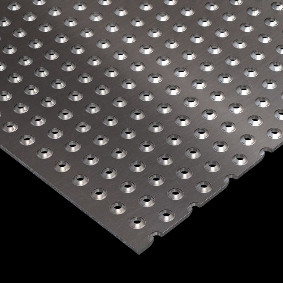 McNICHOLS® Decking & Flooring Metal Flooring, TRACTION TREAD™, ADA, Aluminum, Alloy 5052-H32, .1250" Thick (8 Gauge), Button-Top (36" Width), Slip-Resistant Surface, 4% Open Area