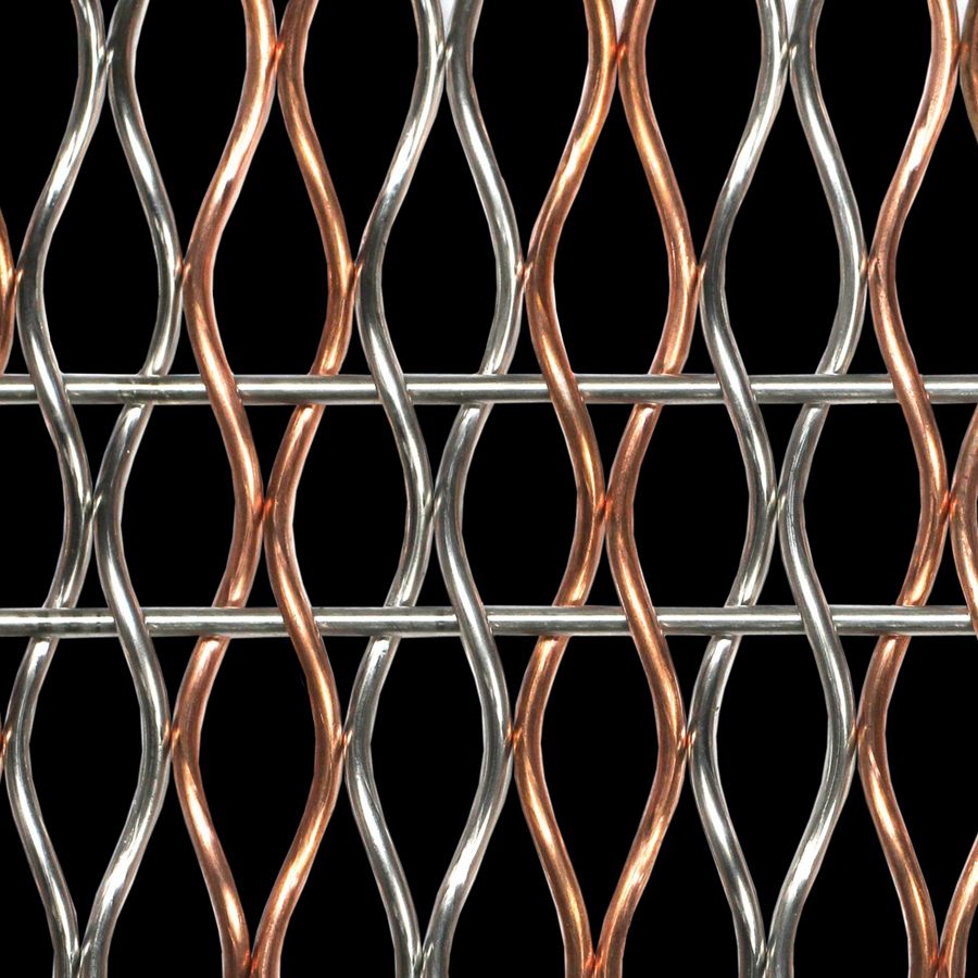 McNICHOLS® Wire Mesh Designer Mesh, HALO™ 2156, Copper/Stainless Steel, Copper Alloy/Type 304, Woven - Helical (Spiral) Crimp Weave, 56% Open Area