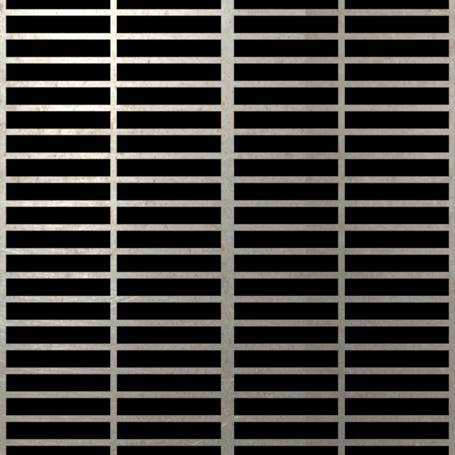 McNICHOLS® Perforated Metal Designer Perforated, Slotted, AIRLINE 1668, Carbon Steel, Cold Rolled, 16 Gauge (.0598" Thick), 1-1/2" x 1/4" Square-End Slot, Straight Centers, 68% Open Area McNICHOLS® Perforated Metal Designer Perforated, Slotted, AIRLINE 1668, Carbon Steel, Cold Rolled, 16 Gauge (.0598" Thick), 1-1/2" x 1/4" Square-End Slot, Straight Centers, 68% Open Area
