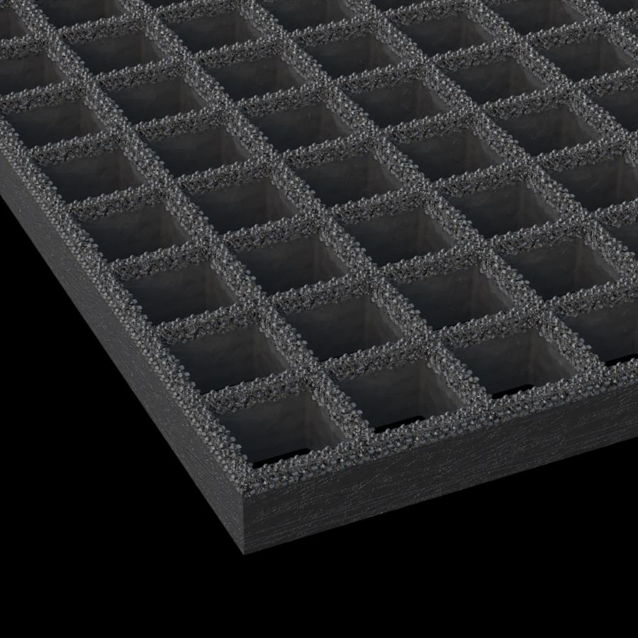 McNICHOLS® Fiberglass Grating Molded, Square, MS-S-100, Fiberglass, SGF Polyester Resin, Dark Gray, 1" Grid Height, 1-1/2" x 1-1/2" Square Grid, Grit Surface, 70% Open Area McNICHOLS® Fiberglass Grating Molded, Square, MS-S-100, Fiberglass, SGF Polyester Resin, Dark Gray, 1" Grid Height, 1-1/2" x 1-1/2" Square Grid, Grit Surface, 70% Open Area