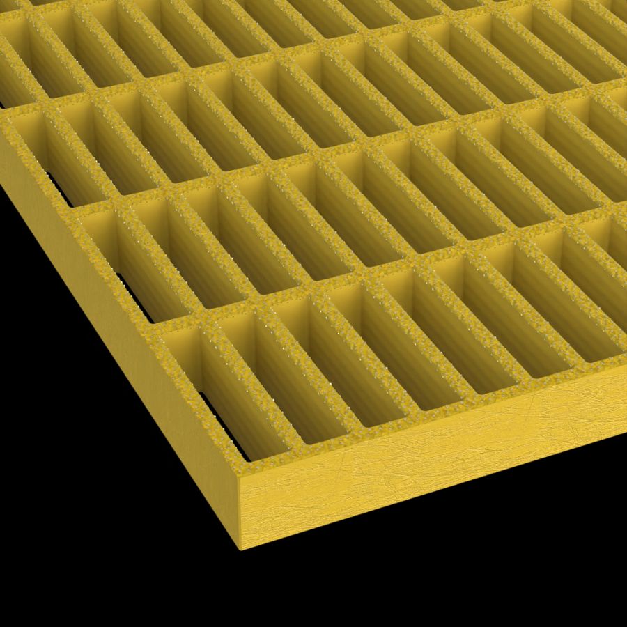 McNICHOLS® Fiberglass Grating Molded, Rectangular, MS-R-150, Fiberglass, SGF Polyester Resin, Yellow, 1-1/2" Grid Height, 1-1/2" x 6" Rectangular Grid, Grit Surface, 74% Open Area McNICHOLS® Fiberglass Grating Molded, Rectangular, MS-R-150, Fiberglass, SGF Polyester Resin, Yellow, 1-1/2" Grid Height, 1-1/2" x 6" Rectangular Grid, Grit Surface, 74% Open Area