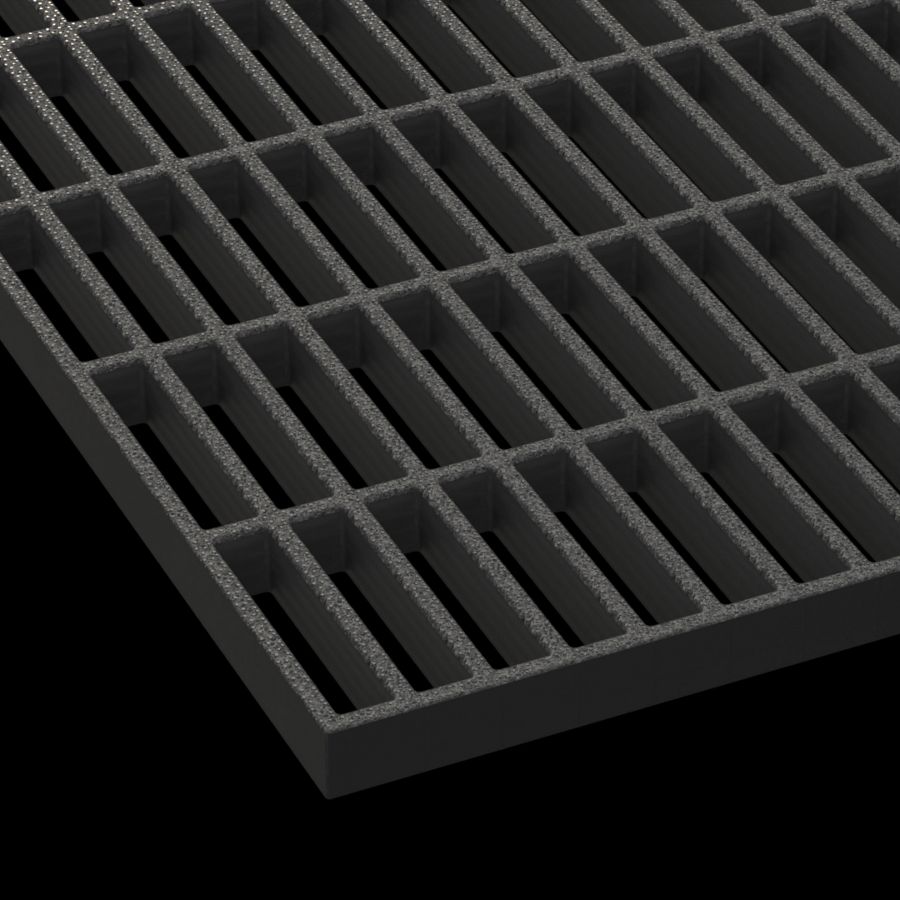 McNICHOLS® Fiberglass Grating Molded, Rectangular, MS-R-100, Fiberglass, SGF Polyester Resin, Dark Gray, 1" Grid Height, 1" x 4" Rectangular Grid, Grit Surface, 67% Open Area McNICHOLS® Fiberglass Grating Molded, Rectangular, MS-R-100, Fiberglass, SGF Polyester Resin, Dark Gray, 1" Grid Height, 1" x 4" Rectangular Grid, Grit Surface, 67% Open Area