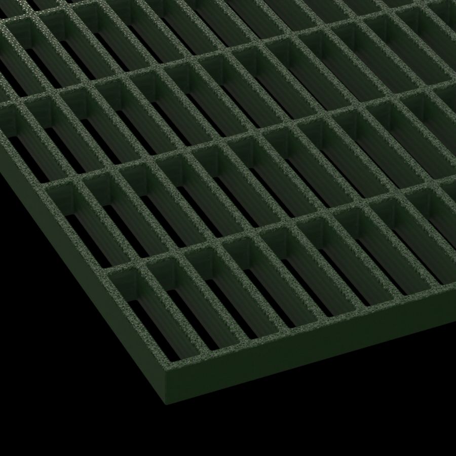 McNICHOLS® Fiberglass Grating Molded, Rectangular, MS-R-100, Fiberglass, SFF Polyester Resin, Green, 1" Grid Height, 1" x 4" Rectangular Grid, Grit Surface, 67% Open Area McNICHOLS® Fiberglass Grating Molded, Rectangular, MS-R-100, Fiberglass, SFF Polyester Resin, Green, 1" Grid Height, 1" x 4" Rectangular Grid, Grit Surface, 67% Open Area