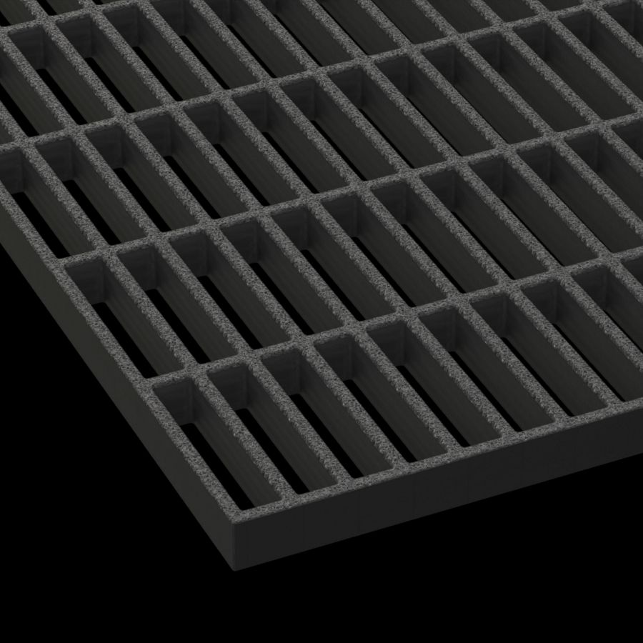 McNICHOLS® Fiberglass Grating Molded, Rectangular, MS-R-100, Fiberglass, SVF Vinyl Ester Resin, Dark Gray, 1" Grid Height, 1" x 4" Rectangular Grid, Grit Surface, 67% Open Area McNICHOLS® Fiberglass Grating Molded, Rectangular, MS-R-100, Fiberglass, SVF Vinyl Ester Resin, Dark Gray, 1" Grid Height, 1" x 4" Rectangular Grid, Grit Surface, 67% Open Area