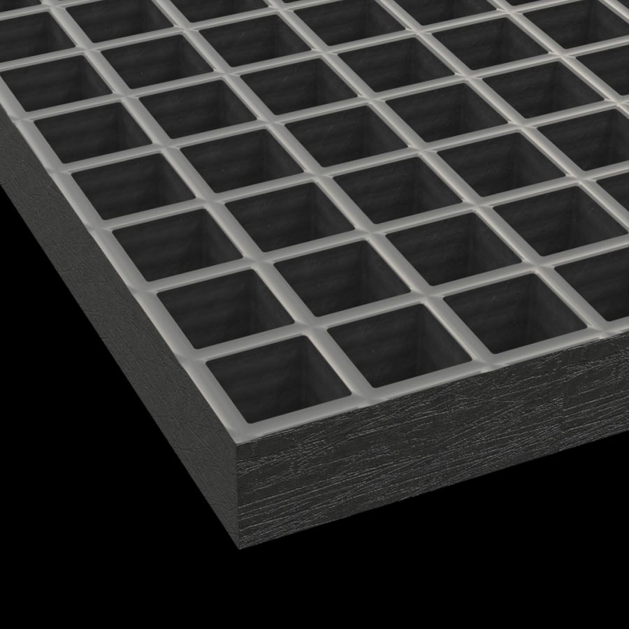 McNICHOLS® Fiberglass Grating Molded, Square, MS-S-150, Fiberglass, SGF Polyester Resin, Dark Gray, 1-1/2" Grid Height, 1-1/2" x 1-1/2" Square Grid, Concave Surface, 70% Open Area McNICHOLS® Fiberglass Grating Molded, Square, MS-S-150, Fiberglass, SGF Polyester Resin, Dark Gray, 1-1/2" Grid Height, 1-1/2" x 1-1/2" Square Grid, Concave Surface, 70% Open Area
