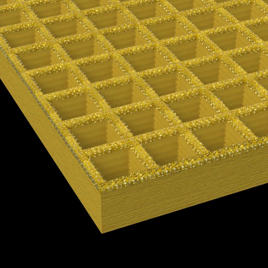 McNICHOLS® Fiberglass Grating Molded, Square, MS-S-150, Fiberglass, SGF Polyester Resin, Yellow, 1-1/2" Grid Height, 1-1/2" x 1-1/2" Square Grid, Grit Surface, 70% Open Area McNICHOLS® Fiberglass Grating Molded, Square, MS-S-150, Fiberglass, SGF Polyester Resin, Yellow, 1-1/2" Grid Height, 1-1/2" x 1-1/2" Square Grid, Grit Surface, 70% Open Area