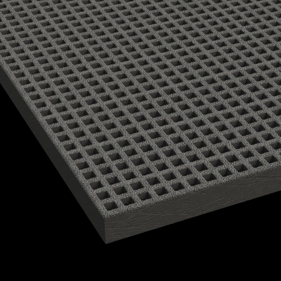 McNICHOLS® Fiberglass Grating Molded, Square Grid, MS-M-150 - MINI-GRID®, ADA, Fiberglass, SGF Polyester Resin, Dark Gray, 1-1/2" Grid Height, 3/4" x 3/4" Square Grid - (Top), 1-1/2" x 1-1/2" Square Grid - (Bottom), Grit Surface, 44% Open Area