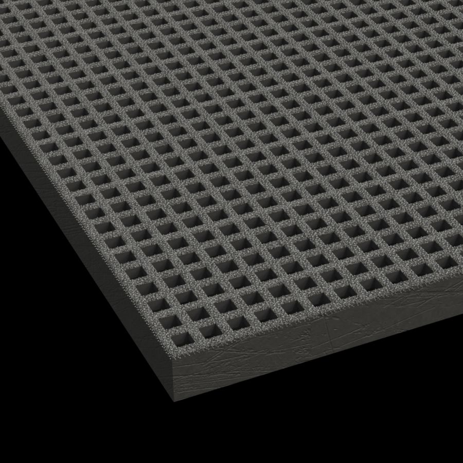 McNICHOLS® Fiberglass Grating Molded, Square, MS-M-150, ADA, Fiberglass, SGF Polyester Resin, Dark Gray, 1-1/2" Grid Height, 3/4" x 3/4" Square Grid - (Top), 1-1/2" x 1-1/2" Square Grid - (Bottom), Grit Surface, 44% Open Area McNICHOLS® Fiberglass Grating Molded, Square, MS-M-150, ADA, Fiberglass, SGF Polyester Resin, Dark Gray, 1-1/2" Grid Height, 3/4" x 3/4" Square Grid - (Top), 1-1/2" x 1-1/2" Square Grid - (Bottom), Grit Surface, 44% Open Area