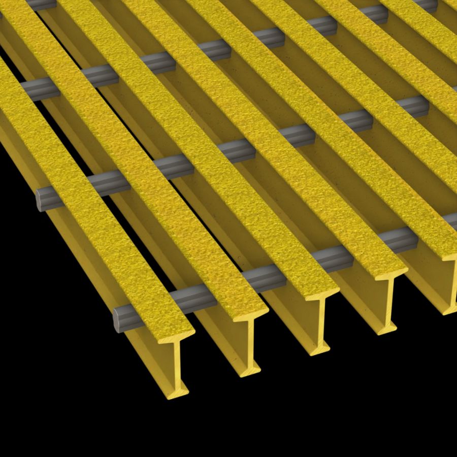 McNICHOLS® Fiberglass Grating Pultruded, T-Bar, MS-T-5020 - DURAGRID®, Fiberglass, SPF Polyester Resin, Yellow, 2.000" Height x 1.000" Top Flange Width T-Bar, Medium Grit Surface, 50% Open Area McNICHOLS® Fiberglass Grating Pultruded, T-Bar, MS-T-5020 - DURAGRID®, Fiberglass, SPF Polyester Resin, Yellow, 2.000" Height x 1.000" Top Flange Width T-Bar, Medium Grit Surface, 50% Open Area