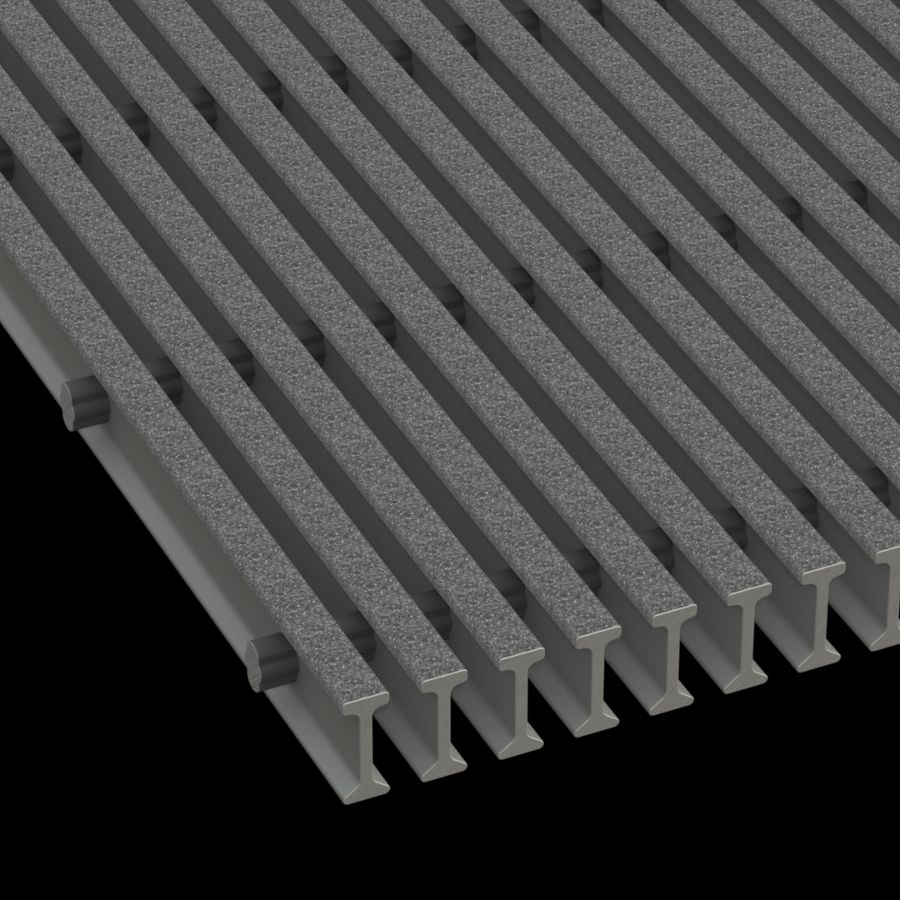 McNICHOLS® Fiberglass Grating Pultruded, I-Bar, MS-I-4015 - DURAGRID®, ADA, Fiberglass, SPF Polyester Resin, Gray, 1.500" Height x 0.600" Top Flange Width I-Bar, Fine Grit Surface, 40% Open Area McNICHOLS® Fiberglass Grating Pultruded, I-Bar, MS-I-4015 - DURAGRID®, ADA, Fiberglass, SPF Polyester Resin, Gray, 1.500" Height x 0.600" Top Flange Width I-Bar, Fine Grit Surface, 40% Open Area