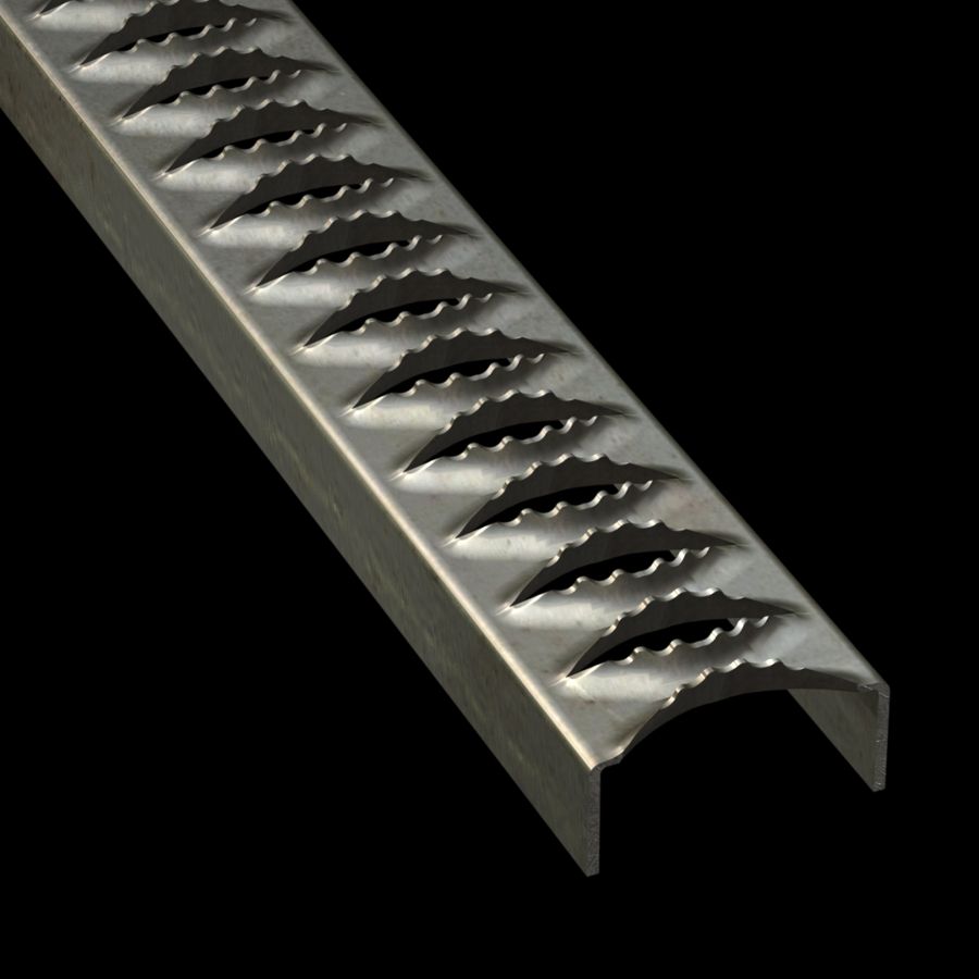 McNICHOLS® Plank Grating Ladder Rung Plank, GRIP STRUT®, Carbon Steel, HRPO, 12 Gauge (.1046" Thick), 1-Diamond (2-1/2" Width), 1-1/8" Channel Depth, Serrated Surface, 34% Open Area McNICHOLS® Plank Grating Ladder Rung Plank, GRIP STRUT®, Carbon Steel, HRPO, 12 Gauge (.1046" Thick), 1-Diamond (2-1/2" Width), 1-1/8" Channel Depth, Serrated Surface, 34% Open Area