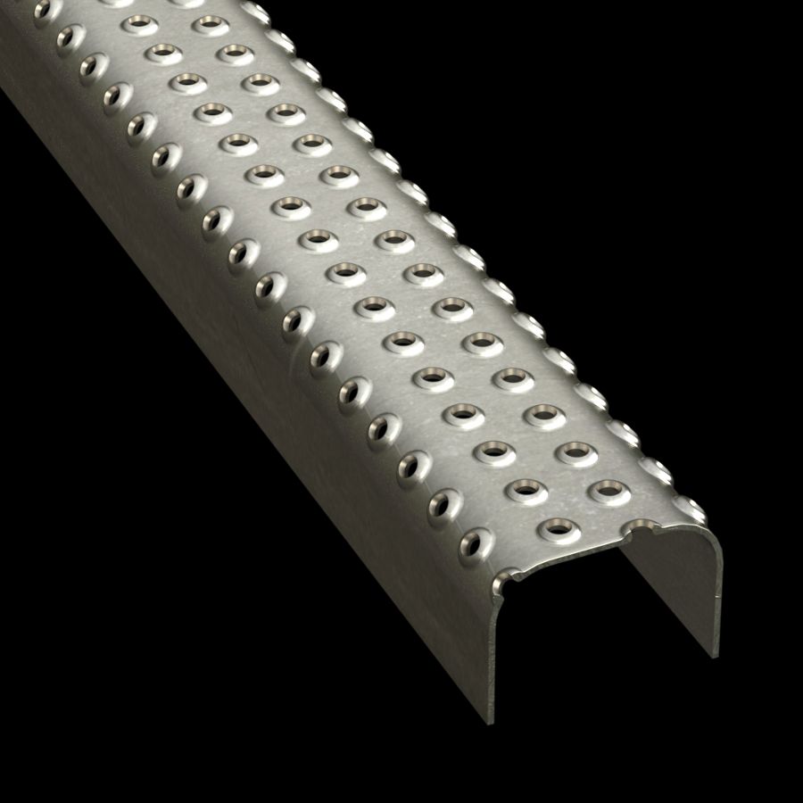 McNICHOLS® Plank Grating Ladder Rung Plank, TRACTION TREAD®, Stainless Steel, Type 304, 16 Gauge (.0625" Thick), Button-Top (2-1/4" Width), 1-1/2" Channel Depth, Slip-Resistant Surface, 4% Open Area McNICHOLS® Plank Grating Ladder Rung Plank, TRACTION TREAD®, Stainless Steel, Type 304, 16 Gauge (.0625" Thick), Button-Top (2-1/4" Width), 1-1/2" Channel Depth, Slip-Resistant Surface, 4% Open Area