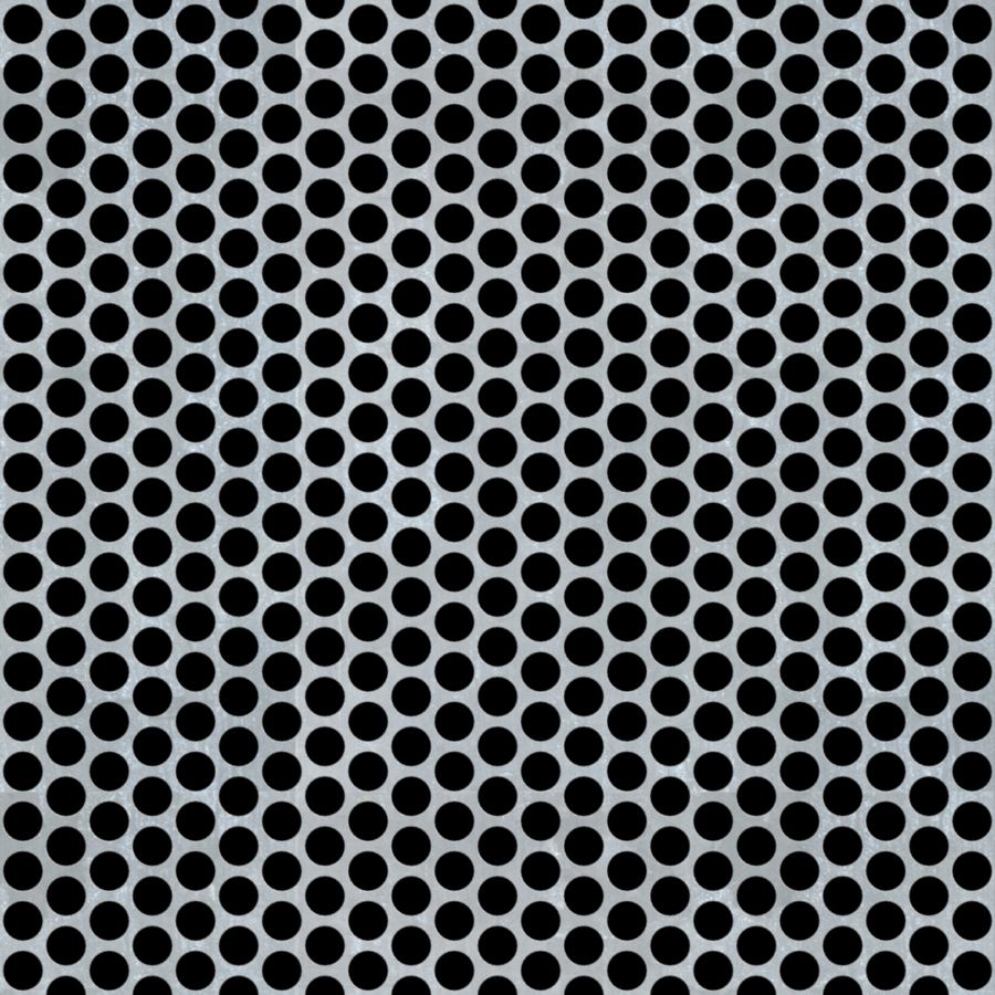 McNICHOLS® Perforated Metal Round, Galvanized Steel, G90, 20 Gauge (.0396" Thick), 1/4" Round on 5/16" Staggered Centers, 58% Open Area