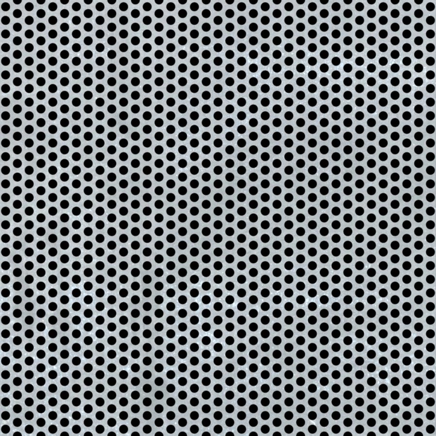 McNICHOLS® Perforated Metal Round, Galvanized Steel, G90, 20 Gauge (.0396" Thick), 1/8" Round on 3/16" Staggered Centers, 40% Open Area McNICHOLS® Perforated Metal Round, Galvanized Steel, G90, 20 Gauge (.0396" Thick), 1/8" Round on 3/16" Staggered Centers, 40% Open Area