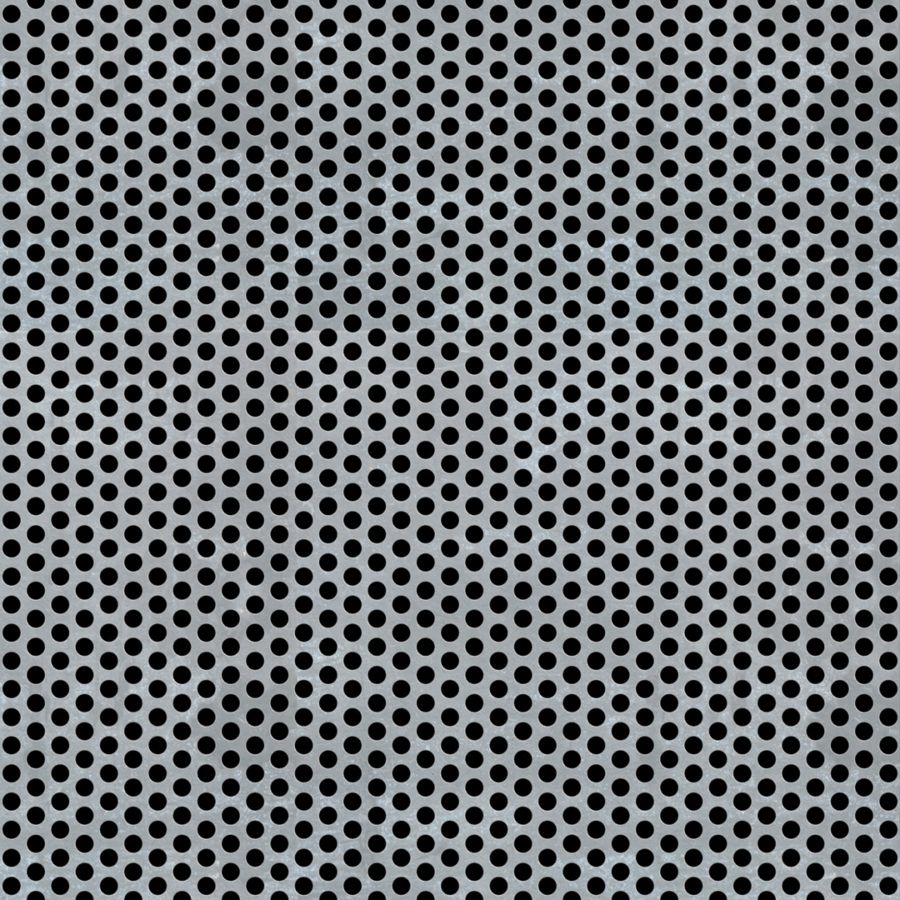 McNICHOLS® Perforated Metal Round, Galvanized Steel, G90, 24 Gauge (.0276" Thick), 1/8" Round on 3/16" Staggered Centers, 40% Open Area McNICHOLS® Perforated Metal Round, Galvanized Steel, G90, 24 Gauge (.0276" Thick), 1/8" Round on 3/16" Staggered Centers, 40% Open Area