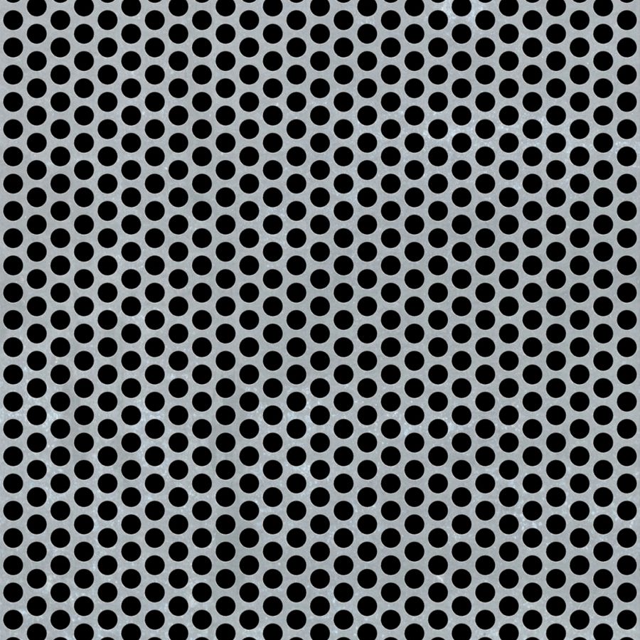 McNICHOLS® Perforated Metal Round, Galvanized Steel, G90, 20 Gauge (.0396" Thick), 3/16" Round on 1/4" Staggered Centers, 51% Open Area