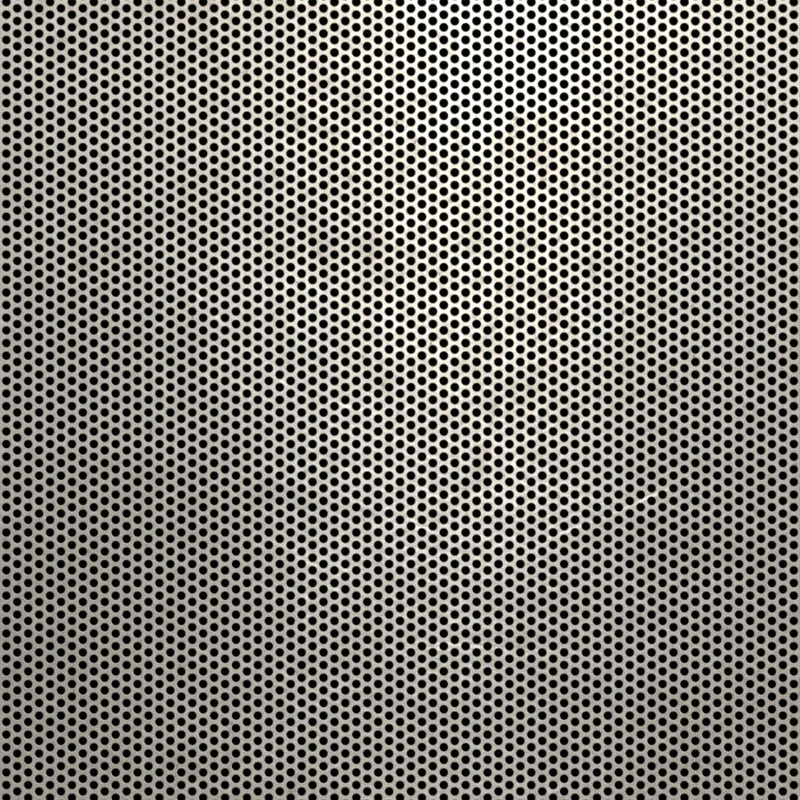 McNICHOLS® Perforated Metal Round, Stainless Steel, Type 316L, 22 Gauge (.0312" Thick), 1/16" Round on 3/32" Staggered Centers, 40% Open Area McNICHOLS® Perforated Metal Round, Stainless Steel, Type 316L, 22 Gauge (.0312" Thick), 1/16" Round on 3/32" Staggered Centers, 40% Open Area