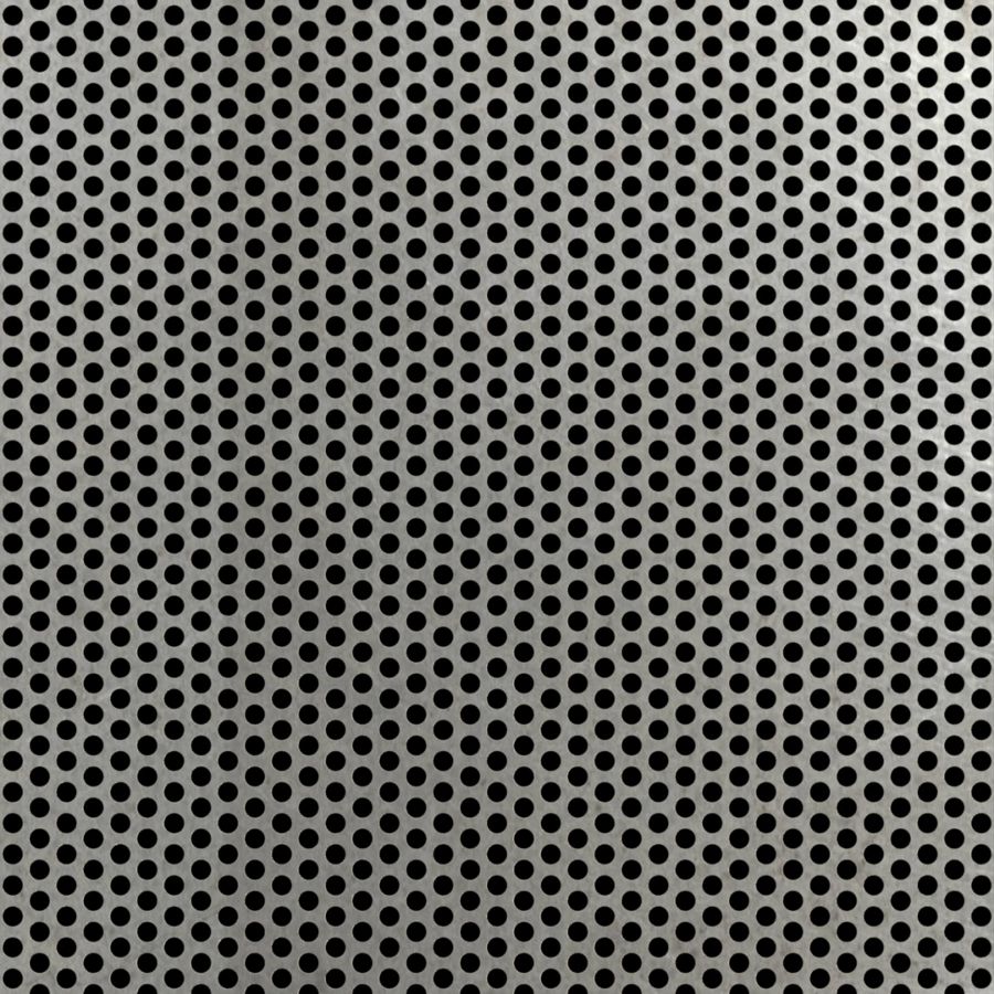McNICHOLS® Perforated Metal Round, Stainless Steel, Type 316L, 11 Gauge (.1250" Thick), 1/4" Round on 3/8" Staggered Centers, 40% Open Area McNICHOLS® Perforated Metal Round, Stainless Steel, Type 316L, 11 Gauge (.1250" Thick), 1/4" Round on 3/8" Staggered Centers, 40% Open Area