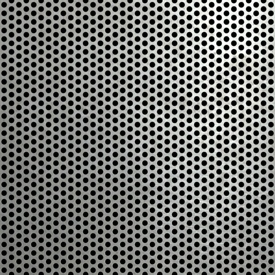 McNICHOLS® Perforated Metal Round, Stainless Steel, Type 316L, 14 Gauge (.0781" Thick), 1/4" Round on 3/8" Staggered Centers, 40% Open Area