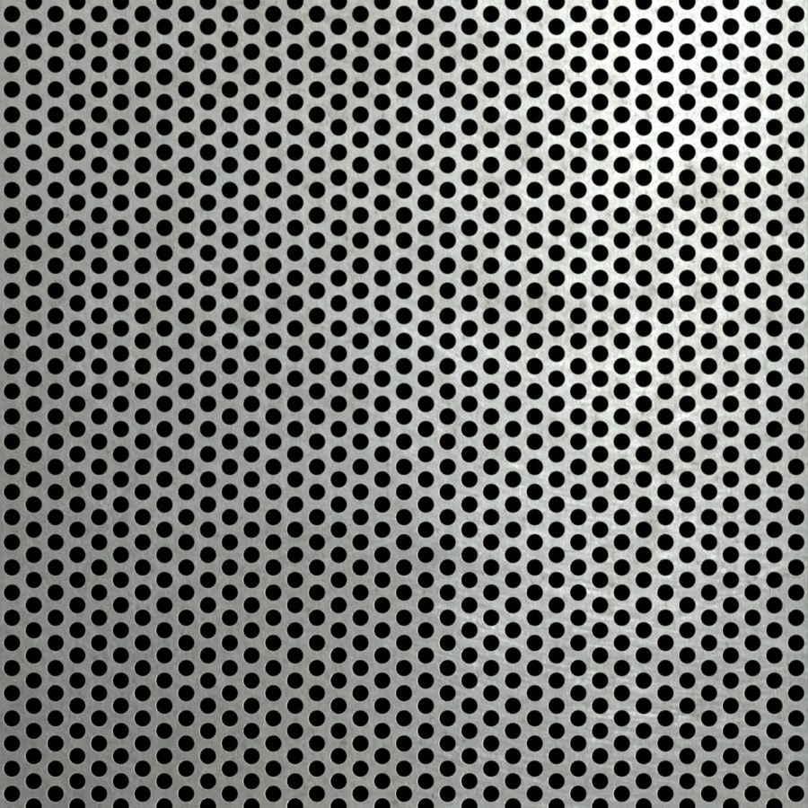 McNICHOLS® Perforated Metal Round, Stainless Steel, Type 316L, 14 Gauge (.0781" Thick), 1/4" Round on 3/8" Staggered Centers, 40% Open Area McNICHOLS® Perforated Metal Round, Stainless Steel, Type 316L, 14 Gauge (.0781" Thick), 1/4" Round on 3/8" Staggered Centers, 40% Open Area