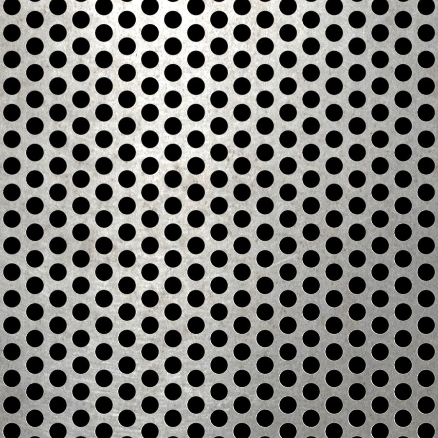 McNICHOLS® Perforated Metal Round, Stainless Steel, Type 316L, 16 Gauge (.0625" Thick), 1/4" Round on 3/8" Staggered Centers, 40% Open Area
