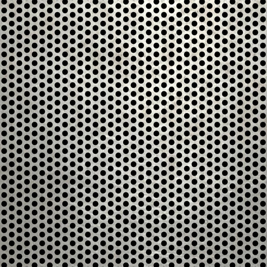 McNICHOLS® Perforated Metal Round, Stainless Steel, Type 316L, 11 Gauge (.1250" Thick), 1/8" Round on 3/16" Staggered Centers, 40% Open Area