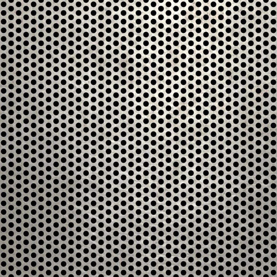 McNICHOLS® Perforated Metal Round, Stainless Steel, Type 316L, 14 Gauge (.0781" Thick), 1/8" Round on 3/16" Staggered Centers, 40% Open Area
